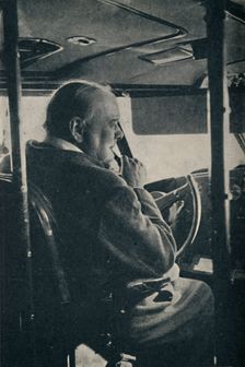 Mr. Churchill with the R.A.F." - at the controls of the flying boat "Berwick", 1942, (1945). Creator: Unknown