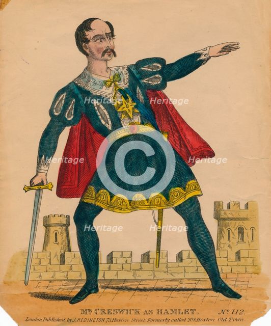 'Mr. Creswick as Hamlet', 1849. Creator: Unknown.