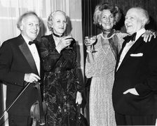 Mr and Mrs Yehudi Menuhin (1916-1999) and Mr and Mrs Louis Kentner (1905-1986), American Musicians. Artist: Sidney Harris