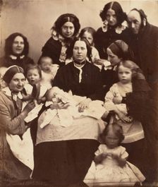 Mr. and Mrs. R. B. Tennent, Mrs. E. H. Yates, Mrs. Brandram, their Children and Three Nurses, 1850s. Creator: Unknown