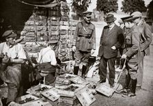 Mr Asquith watching men adjusting fuses, Somme campaign, France, World War I, 1916. Creator: Unknown
