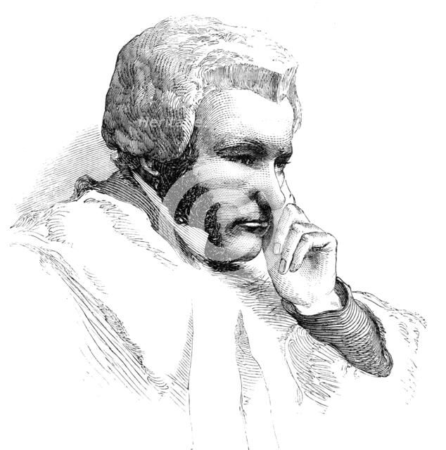 Mr. Baron Bramwell, the New Judge, Court of Exchequer, from a sketch taken in court, 1856.  Creator: Unknown.