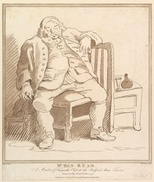 Mr. Ben: Read, A Member of Hogarth's Club at the Bedford Arms Tavern, Drawn b..., November 27, 1781. Creator: Richard Livesay
