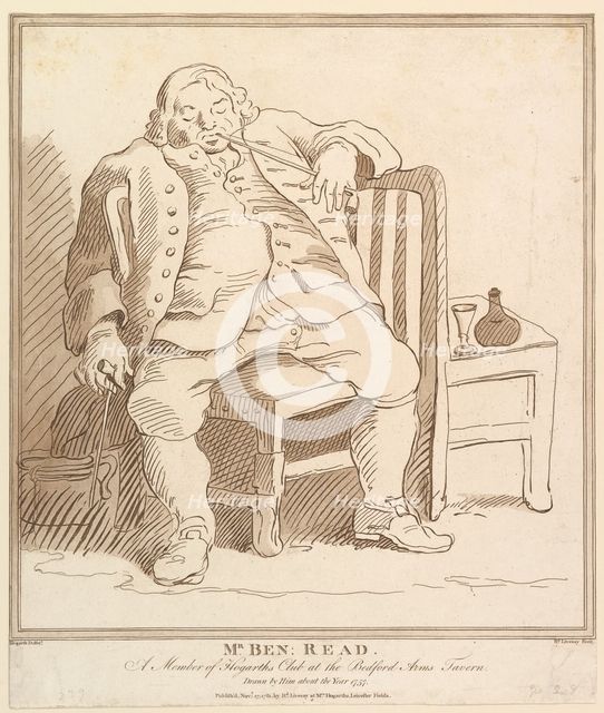 Mr. Ben: Read, A Member of Hogarth's Club at the Bedford Arms Tavern, Drawn b..., November 27, 1781. Creator: Richard Livesay.