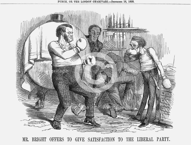 'Mr. Bright offers to give satisfaction to the Liberal Party', 1858.  Creator: Unknown.