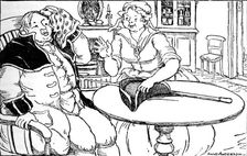 Mr. Bumble wiped from his forehead the perspiration which his walk had engendered 1937. Artist: Anne Anderson