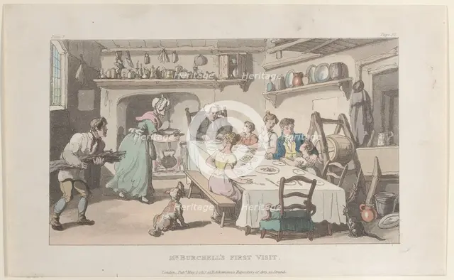 Mr. Burchell's First Visit, from "The Vicar of Wakefield", May 1, 1817., May 1, 1817. Creator: Thomas Rowlandson.