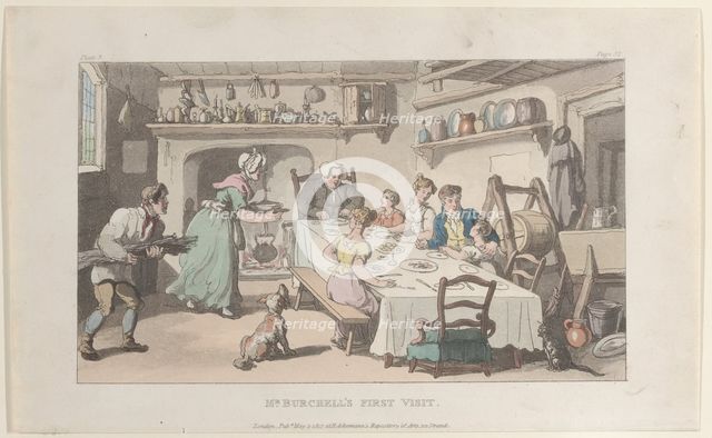 Mr. Burchell's First Visit, from "The Vicar of Wakefield", May 1, 1817., May 1, 1817. Creator: Thomas Rowlandson.