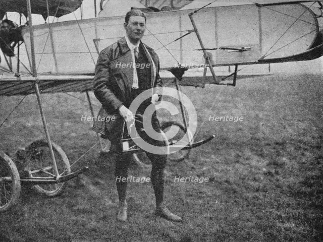 Mr Gordon Bell, who flew more different types than any other pilot of his time, 1913 (1934). Artist: Flight Photo.