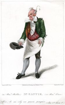 Mr Gattie as Monsieur Morbleu in Monsieur Tonson 1822.Artist: R Cooper