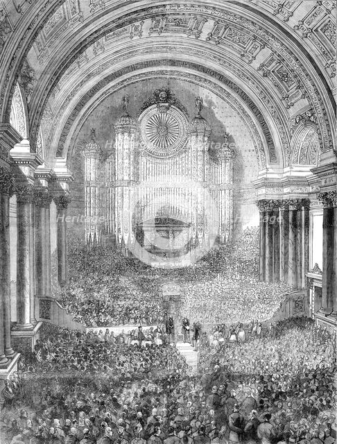 Mr. Gladstone at Leeds: interior of the Victoria Hall, Leeds Townhall - Presenting Addresses, 1881. Creator: Unknown.
