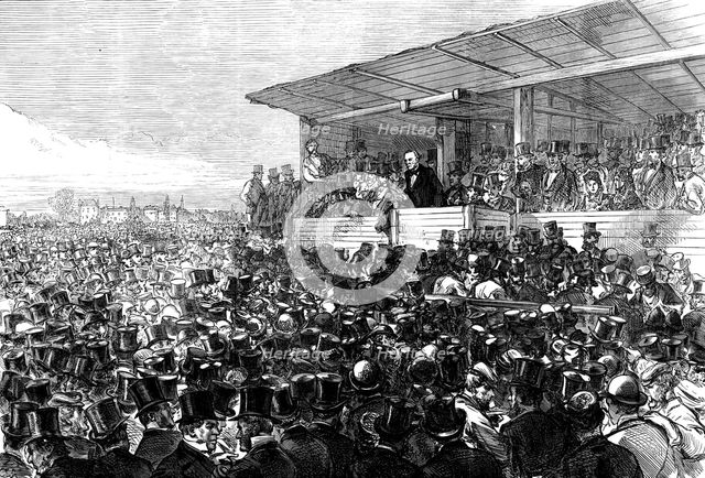 Mr. Gladstone addressing the meeting on Blackheath, 1871. Creator: Unknown.