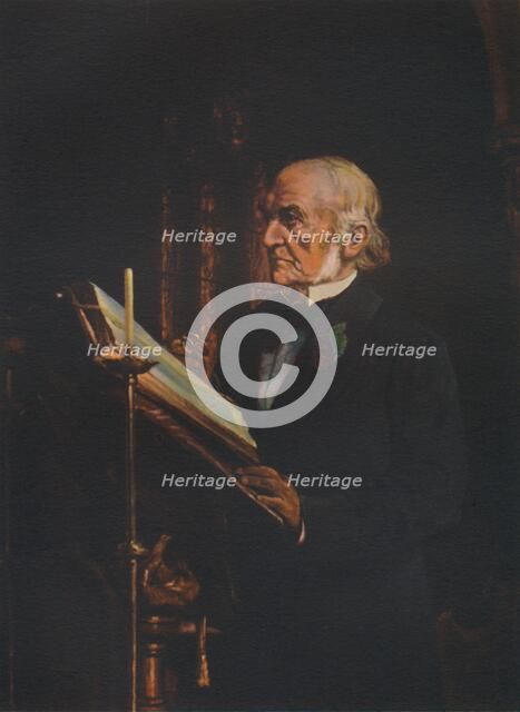'Mr Gladstone reading the lesson in Hawarden Church', c1890s, (1941). Artist: Unknown.