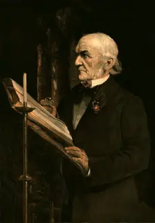 Mr Gladstone reading the lesson in Hawarden Church c1890s