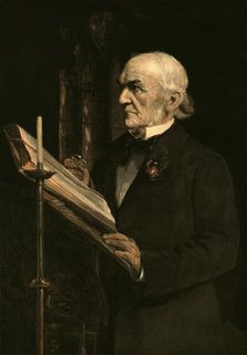 Mr Gladstone reading the lesson in Hawarden Church c1890s