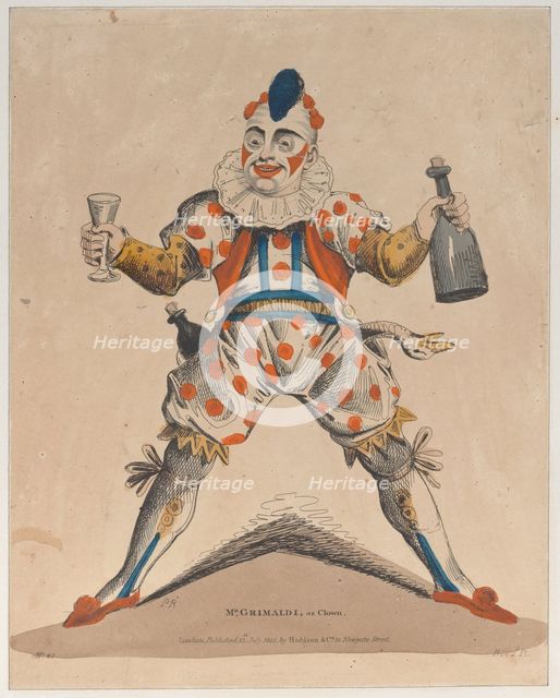 Mr. Grimaldi as Clown, July 13, 1822. Creator: Possibly Piercy Roberts (British, active 1794-1828).
