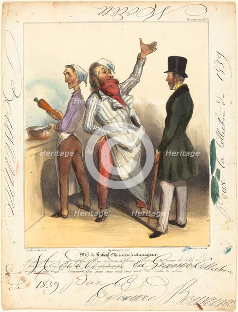 Mr. de Robert Macaire Restaurateur, 1836. Creators: Honore Daumier, Edouard Bouvenne.