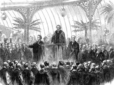 Mr. Disraeli delivering his installation address as Lord Rector of Glasgow University, 1873. Creator: Unknown