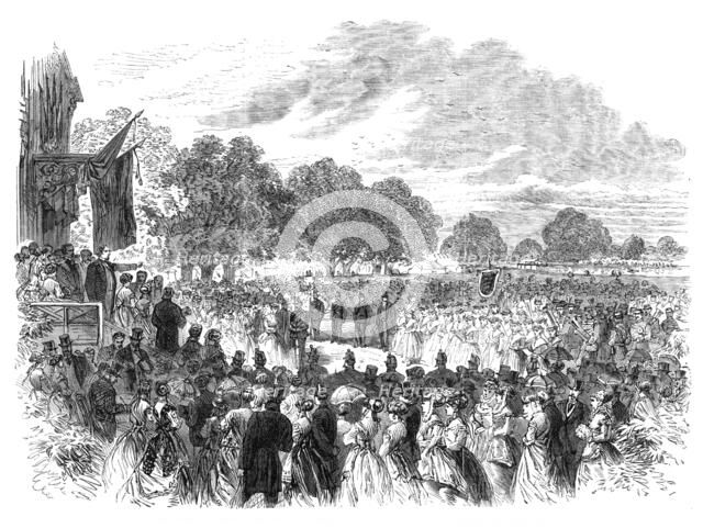Mr. Disraeli opening the Industrial Exhibition at Halton, Buckinghamshire, 1868. Creator: Unknown.