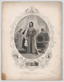Mr. Dyott as Leontes: "I have drank and seen the Spider" (Winter's Tale, Act 2, Scene 1), ..., 1855. Creator: Robert Thew