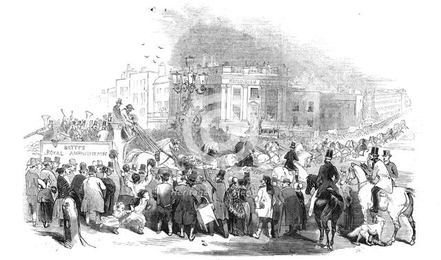 Mr. Emidy driving 28 horses to Greenwich, 1844. Creator: Unknown.
