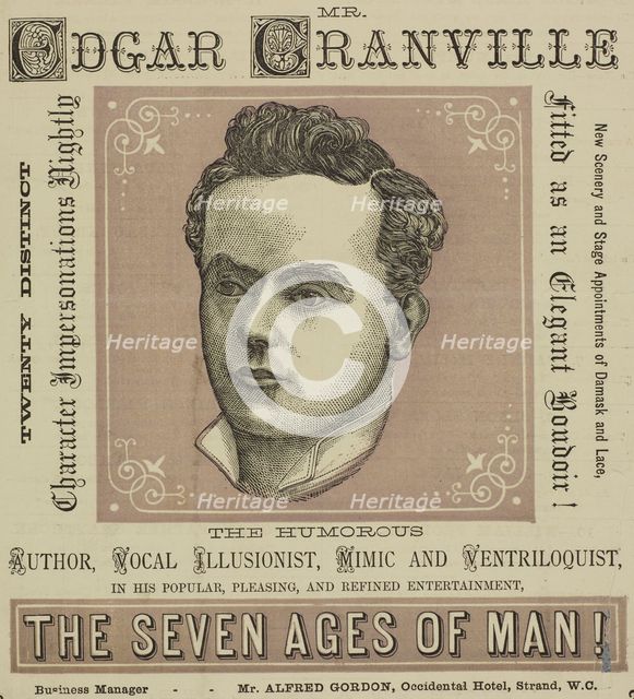 Mr. Edgar Granville, the Humorous Author, Vocal Illusionist, Mimic and Ventriloquist, 1879. Creator: Unknown.