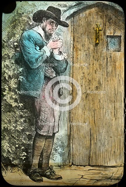 Mr Fearing at the gate, from The Pilgrim's Progress, late 19th or early 20th century. Artist: Unknown