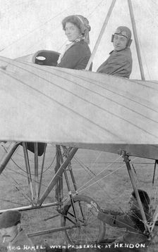 Mr G Hemel with passenger, Hendon, London, c1910s