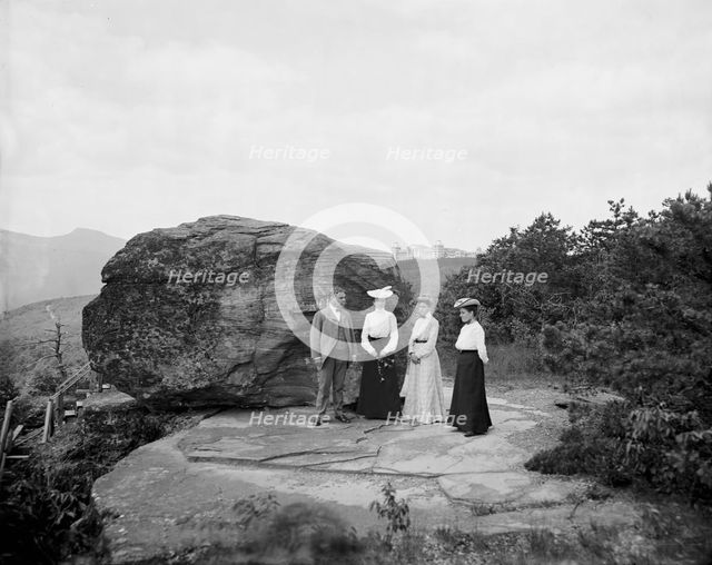 Mr. H.E. Eder and family at Bowlder [i.e. Boulder] Rock, between 1900 and 1905. Creator: William H. Jackson.