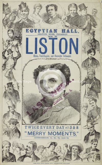 Mr. H. Liston, Mimic, Ventriloquist and Character Delineator, c1878. Creator: Unknown.