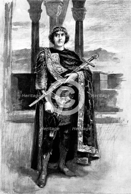 Mr. Henry Irving as King Arthur, 1895. Creator: George Meisenbach.