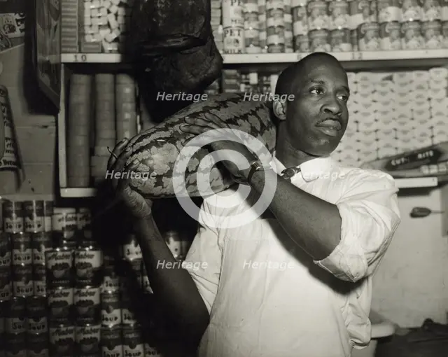 Mr. J. Benjamin, owner of the grocery store patronized by Mrs. Ella Watson..., Washington, DC, 1942. Creator: Gordon Parks.