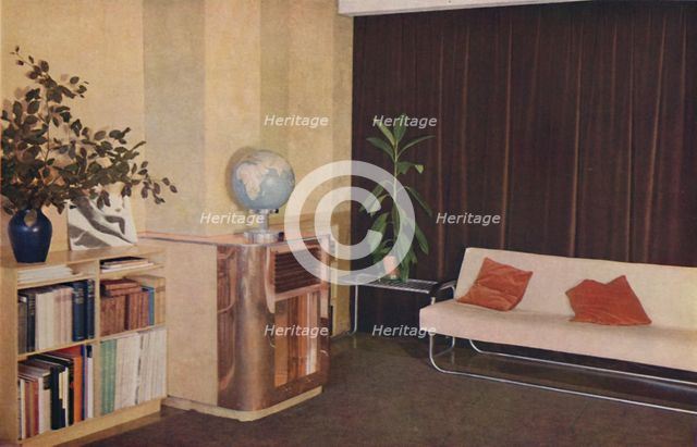 'Mr. J. C. Pritchard's sitting-room in the Isokon Lawn Road Flats', 1936. Artist: Unknown.