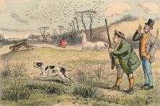 Mr. Jogglebury Crowdey with his dog and his gun c1860s. Creator: John Leech