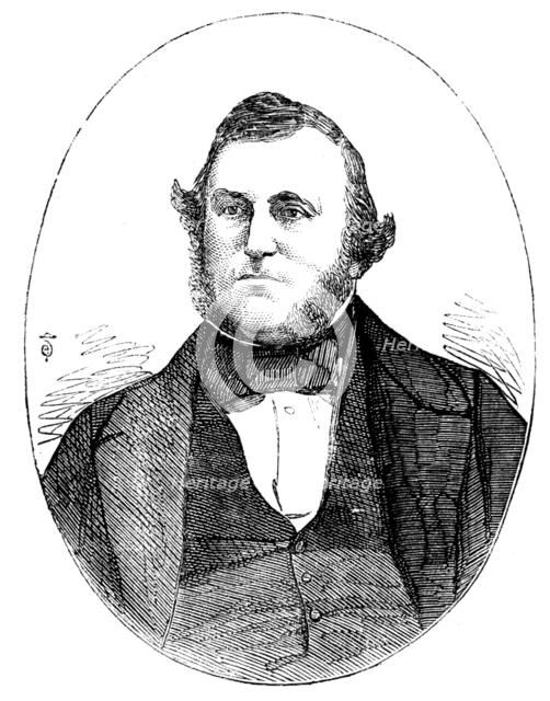 Mr. John Dove Harris, M.P. for Leicester, from a photograph by John Beattie, 1858. Creator: Unknown.