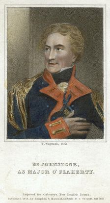 Mr Johnstone as Major O'Flaherty 1818.Artist: Thomas Charles Wageman