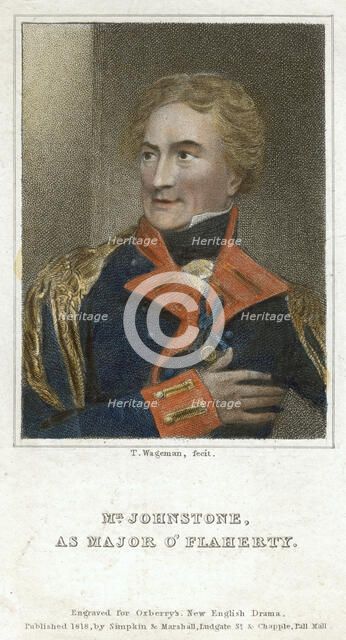 'Mr Johnstone as Major O'Flaherty', 1818.Artist: Thomas Charles Wageman