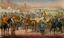 Mr. Jorrocks declares his Inability to subscribe to the Surrey Stag-hounds 1838. Artist: Henry Thomas Alken