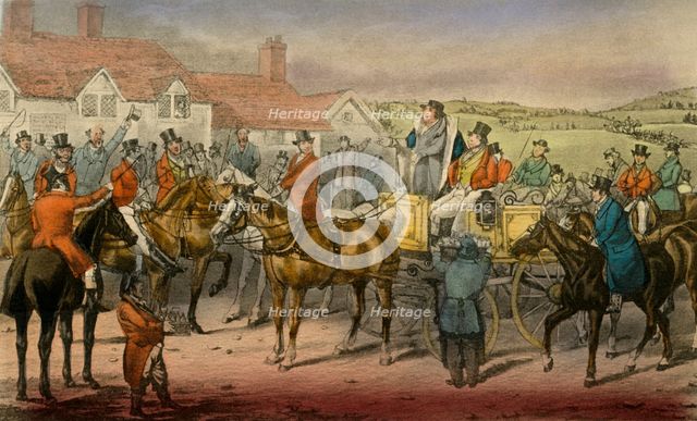 'Mr. Jorrocks declares his Inability to subscribe to the Surrey Stag-hounds', 1838. Artist: Henry Thomas Alken.