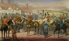 Mr. Jorrocks declares his Inability to subscribe to the Surrey Stag-hounds 1838. Artist: Henry Thomas Alken