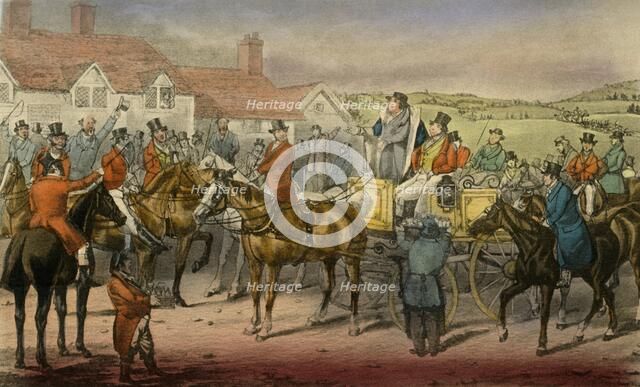 'Mr. Jorrocks declares his Inability to subscribe to the Surrey Stag-hounds', 1838. Artist: Henry Thomas Alken.