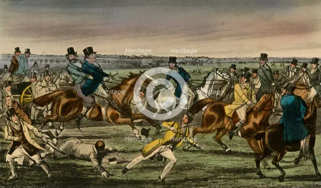 'Mr. Jorrocks makes his Entrée into the Newmarket Betting-ring', 1838. Artist: Henry Thomas Alken.