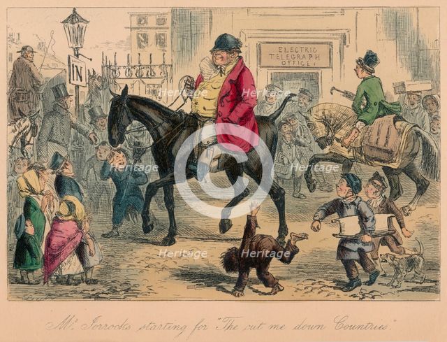 'Mr. Jorrocks starting for The cut me down Countries', 1854. Artist: John Leech.