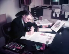 Mr. Lovegrove, Registrar's Clerk, engrossing a document, College of Arms, London, c1953. Creator: Arthur Charles Kirby Ware