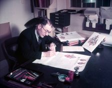 Mr. Lovegrove, Registrar's Clerk, engrossing a document, College of Arms, London, c1953. Creator: Arthur Charles Kirby Ware