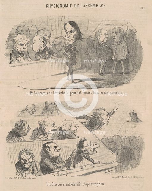 Mr. Laurent (de l'Ardèche) passant devant le banc de minstres, 19th century.  Creators: Honore Daumier, Paul-Mathieu Laurent.