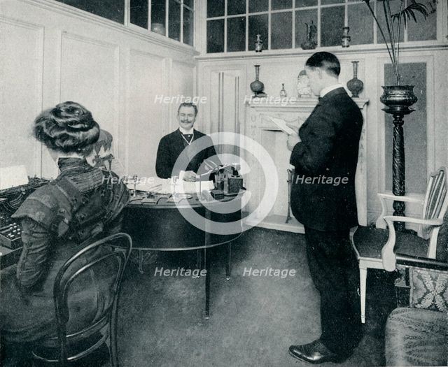'Mr Sandow Attending To His Day's Correspondence', c1898. Artist: Unknown.