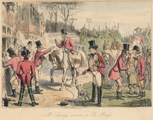 Mr. Sponge arrives at Sir Arry's 1865. Artists: John Leech, Hablot Knight Browne