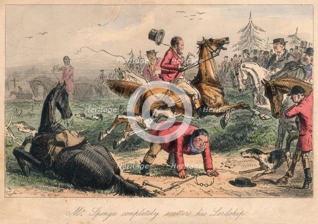 'Mr. Sponge completely scatters his Lordship', 1865. Artists: John Leech, Hablot Knight Browne.