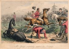 Mr. Sponge completely scatters his Lordship 1865. Artists: John Leech, Hablot Knight Browne